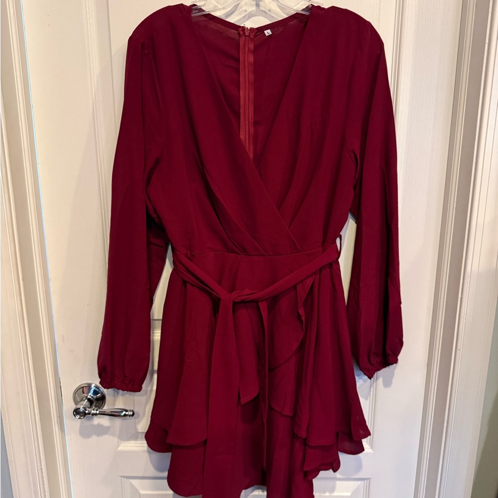 Amazon Deep Red Long Sleeve Dress